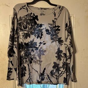 St. John's Bay Gray and Black Floral Blouse
